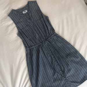 Chambray striped button down dress